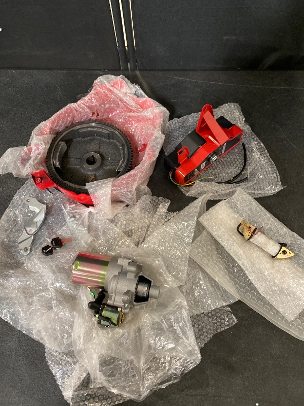 Photo 1 of Electric Start Kit Starter Motor Flywheel Switch For GX160 GX200 with Solenoid FlyWheel Key Switch Charging Coil