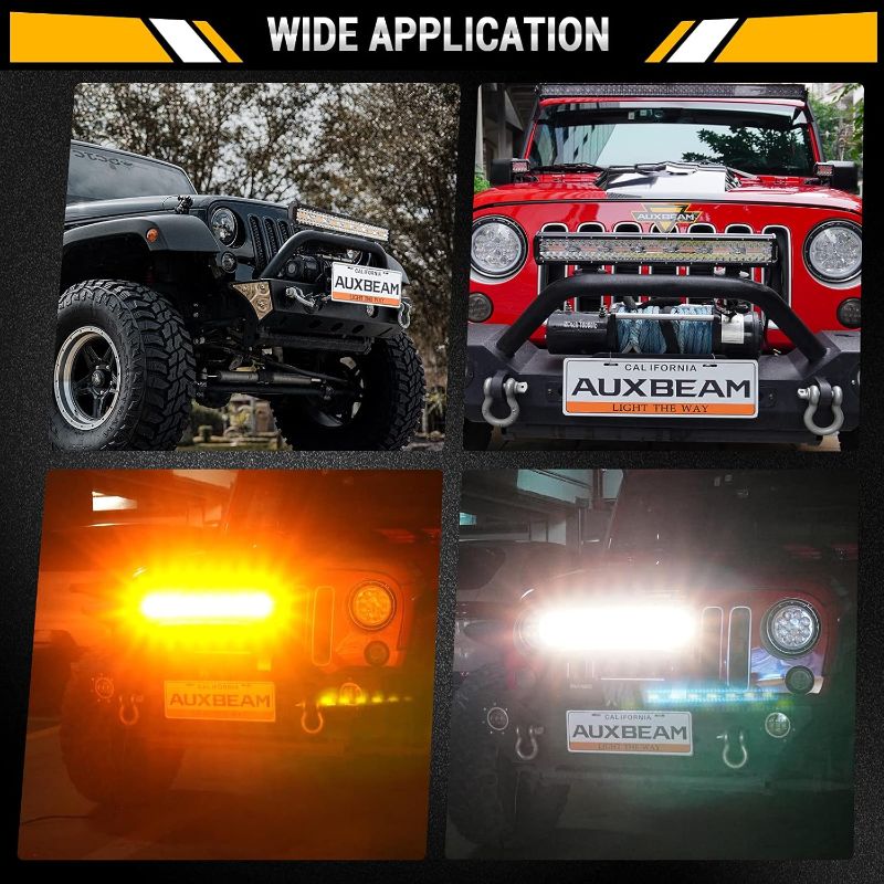 Photo 1 of Auxbeam 20 Inch LED Light Bar 420W 6 Modes Amber White Strobe Light, Off-Road Driving Light Spot Flood Combo Work Light with 16AWG 10FT Wiring Harness Kit - 1 Lead for Jeep Wrangler Boat Truck SUV ATV