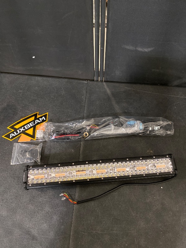 Photo 1 of Auxbeam 20 Inch LED Light Bar 420W 6 Modes Amber White Strobe Light, Off-Road Driving Light Spot Flood Combo Work Light with 16AWG 10FT Wiring Harness Kit - 1 Lead for Jeep Wrangler Boat Truck SUV ATV