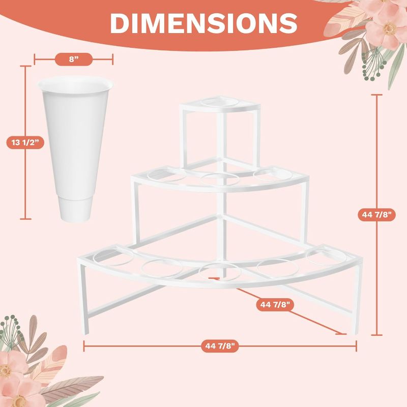 Photo 1 of 12 White Buckets, Heavy Plastic Flower Buckets for Corner Floral Display Stand, Perfect for Weddings, Gardens, Flower Store Displays, and Cut Flowers - for Home & Events (Buckets ONLY)