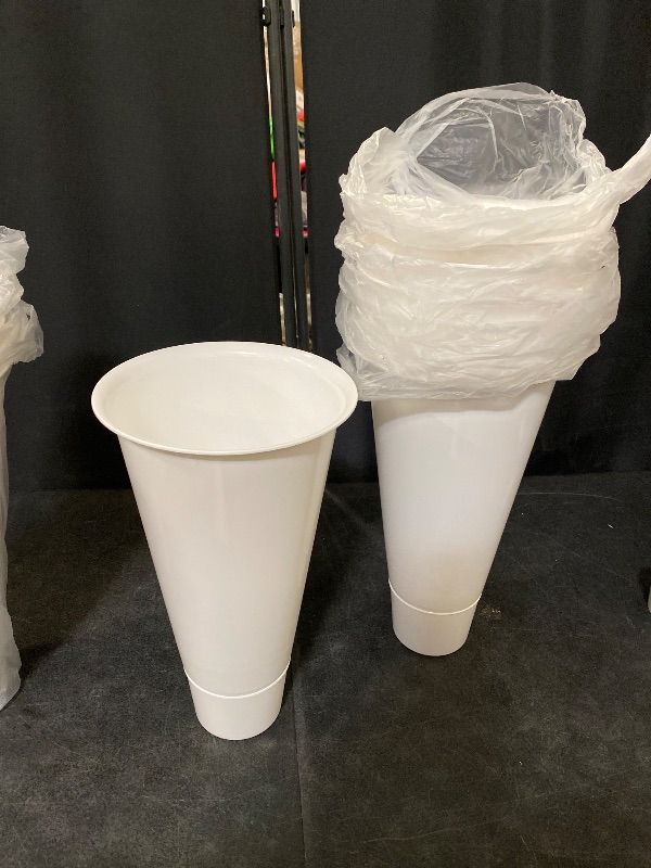 Photo 1 of 12 White Buckets, Heavy Plastic Flower Buckets for Corner Floral Display Stand, Perfect for Weddings, Gardens, Flower Store Displays, and Cut Flowers - for Home & Events (Buckets ONLY)