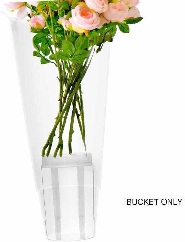 Photo 1 of 12 White Buckets, Heavy Plastic Flower Buckets for Corner Floral Display Stand, Perfect for Weddings, Gardens, Flower Store Displays, and Cut Flowers - for Home & Events (Buckets ONLY)