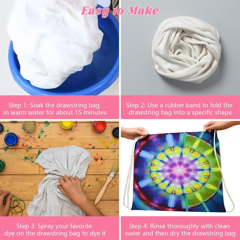 Photo 1 of 50 Pcs Tie Dye Cotton Drawstring Bags, Draw String Backpack Items to Tie Dye, White Bags Stuff to Tye Dye, Things to Tie Dye Kit Blanks, Gift Pouches for DIY Birthday Party Favors Gym