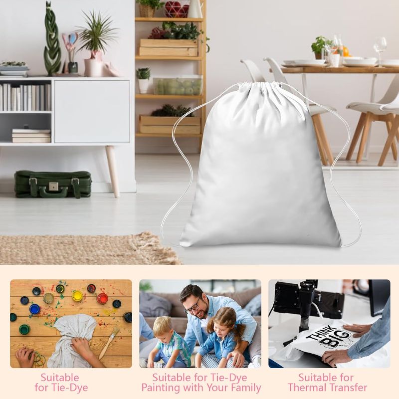 Photo 1 of 50 Pcs Tie Dye Cotton Drawstring Bags, Draw String Backpack Items to Tie Dye, White Bags Stuff to Tye Dye, Things to Tie Dye Kit Blanks, Gift Pouches for DIY Birthday Party Favors Gym