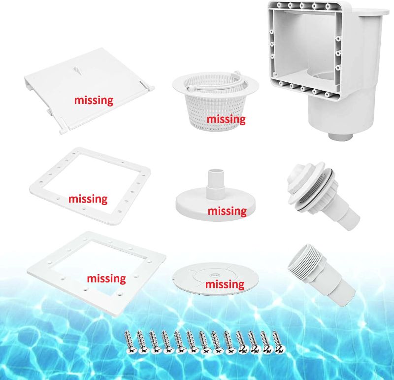 Photo 1 of Above Ground Pool Skimmer, ABS Standard Thru-Wall Skimmer with Accessory Kit, Swimming Pool Skimmer, Opening Width 6 Inches Fits for All Standard Pool Wall, Replace #SP1091LX, 8940,45-400