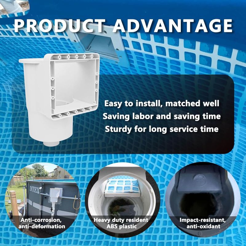 Photo 1 of Above Ground Pool Skimmer, ABS Standard Thru-Wall Skimmer with Accessory Kit, Swimming Pool Skimmer, Opening Width 6 Inches Fits for All Standard Pool Wall, Replace #SP1091LX, 8940,45-400