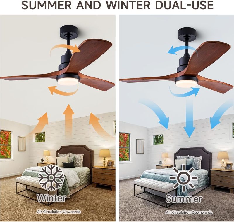 Photo 1 of 36" Ceiling Fans [with Lighting Remote Control], Indoor Outdoor Modern Wooden Ceiling Fan [with 3 Solid Wood Blades] for Kids' Rooms, bedrooms, Offices and More.…