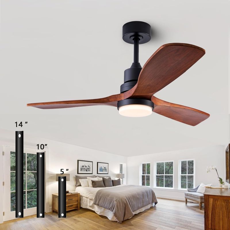Photo 1 of 36" Ceiling Fans [with Lighting Remote Control], Indoor Outdoor Modern Wooden Ceiling Fan [with 3 Solid Wood Blades] for Kids' Rooms, bedrooms, Offices and More.…