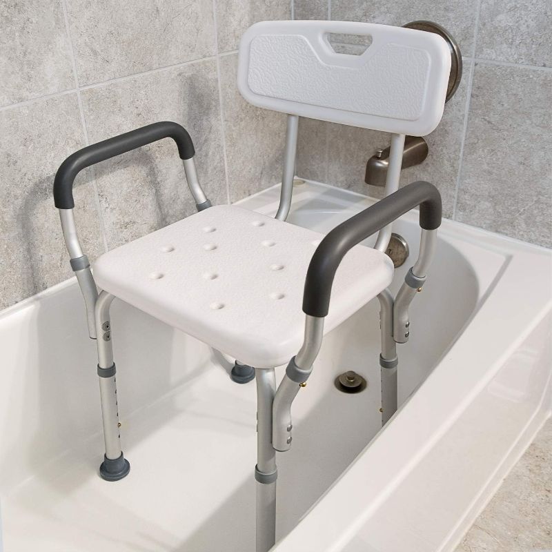 Photo 1 of Vaunn FSA/HSA Eligible Medical Shower Chair Bath Seat with Padded Arms, Removable Back and Adjustable Legs for Bathtub Safety and Supports Weight up to 350 lbs