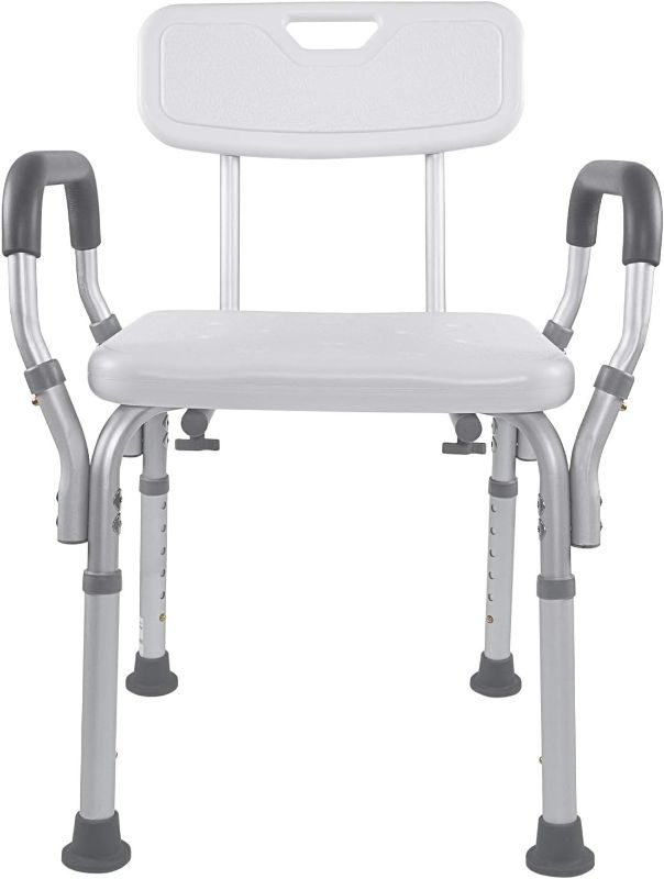 Photo 1 of Vaunn FSA/HSA Eligible Medical Shower Chair Bath Seat with Padded Arms, Removable Back and Adjustable Legs for Bathtub Safety and Supports Weight up to 350 lbs