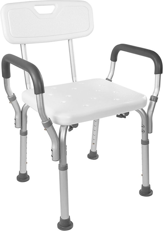Photo 1 of Vaunn FSA/HSA Eligible Medical Shower Chair Bath Seat with Padded Arms, Removable Back and Adjustable Legs for Bathtub Safety and Supports Weight up to 350 lbs