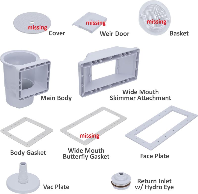 Photo 1 of Rx Clear Heavy Duty Wide-Mouth Complete Thru-Wall Skimmer Kit for Above-Ground Swimming Pool | Made of Non-Corrosive Abs Plastic | Chemical Resistant |