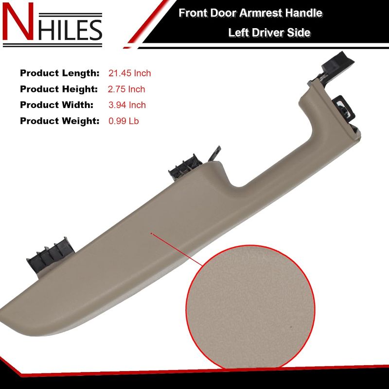 Photo 1 of NHILES Front Door Armrest Driver Side Handle Replacement Compatible with 1999-06 Chevy Suburban/Tahoe, GMC Yukon/Avalanche Escalade Replace Part # 12472876 (Beige)