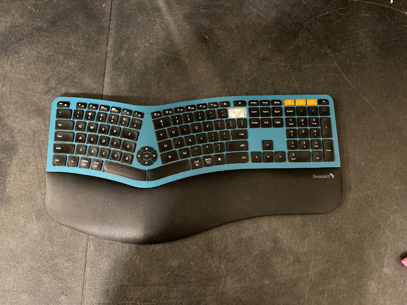 Photo 1 of ProtoArc Backlit Bluetooth Ergonomic Keyboard, EK01 Plus Full Size Wireless Split Keyboard with Dual Bluetooth and USB, Cushioned Wrist Rest, Rechargeable, Compatible with Windows/Mac/Android, Blue