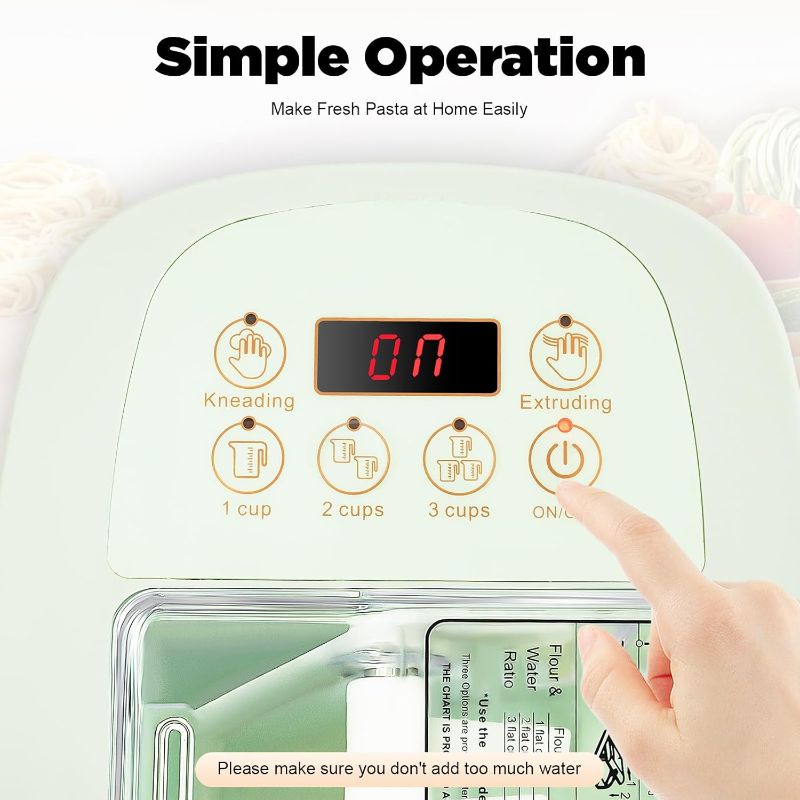 Photo 1 of Electric Pasta Maker,Automatic Pasta Machine,260W Household Pasta Maker, Automatic Noodle Maker with 13 Noodle Shapes to Choose for Home Kitchen Use,Green