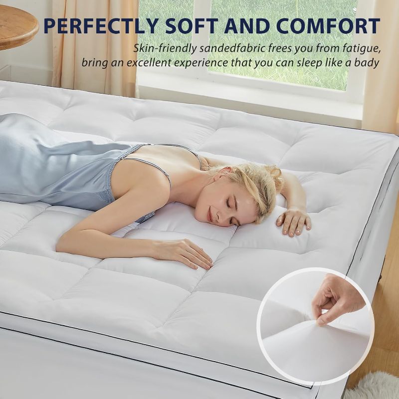 Photo 1 of Homemate Mattress Pad Topper Queen - Cooling Pillow Top Quilted Fitted Mattress Pad Cover for Hot Sleepers - Mattress Pad Cover Plush Bed Topper Down Alternative Ultra Soft Mattress Protector for Back