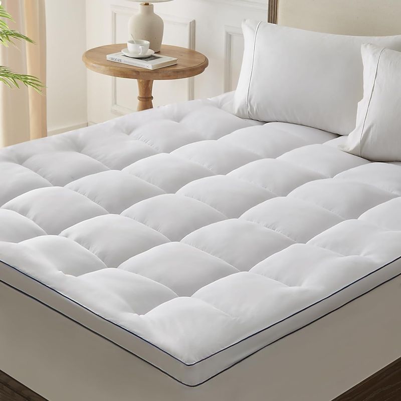 Photo 1 of Homemate Mattress Pad Topper Queen - Cooling Pillow Top Quilted Fitted Mattress Pad Cover for Hot Sleepers - Mattress Pad Cover Plush Bed Topper Down Alternative Ultra Soft Mattress Protector for Back