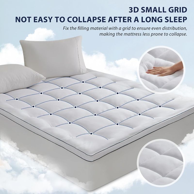 Photo 1 of Homemate Mattress Pad Topper Queen - Cooling Pillow Top Quilted Fitted Mattress Pad Cover for Hot Sleepers - Mattress Pad Cover Plush Bed Topper Down Alternative Ultra Soft Mattress Protector for Back