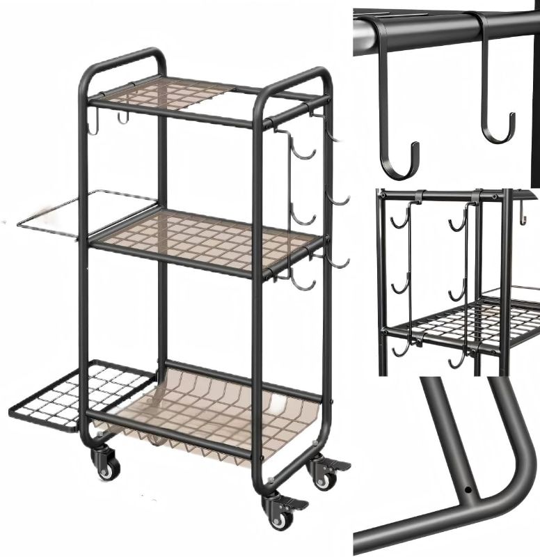 Photo 1 of CHENLIQING All-in-One Mobile Weight Rack & Yoga Mat Holder for Home Gym: Includes Hooks for Dumbbells, Kettlebells, & Rollers
