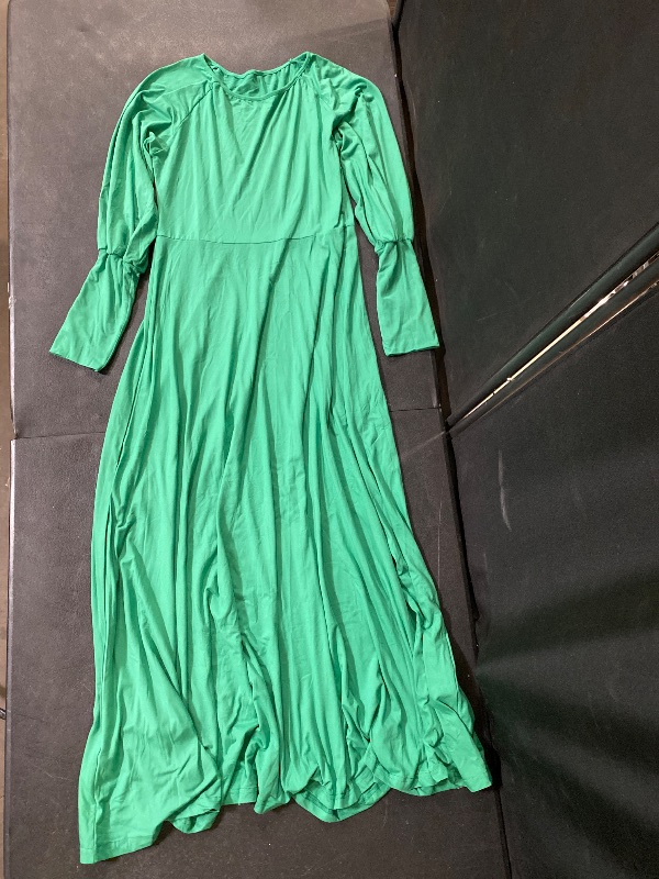 Photo 1 of Large Women's Long Sleeve Loose Plain Maxi Dresses Casual Long Dresses