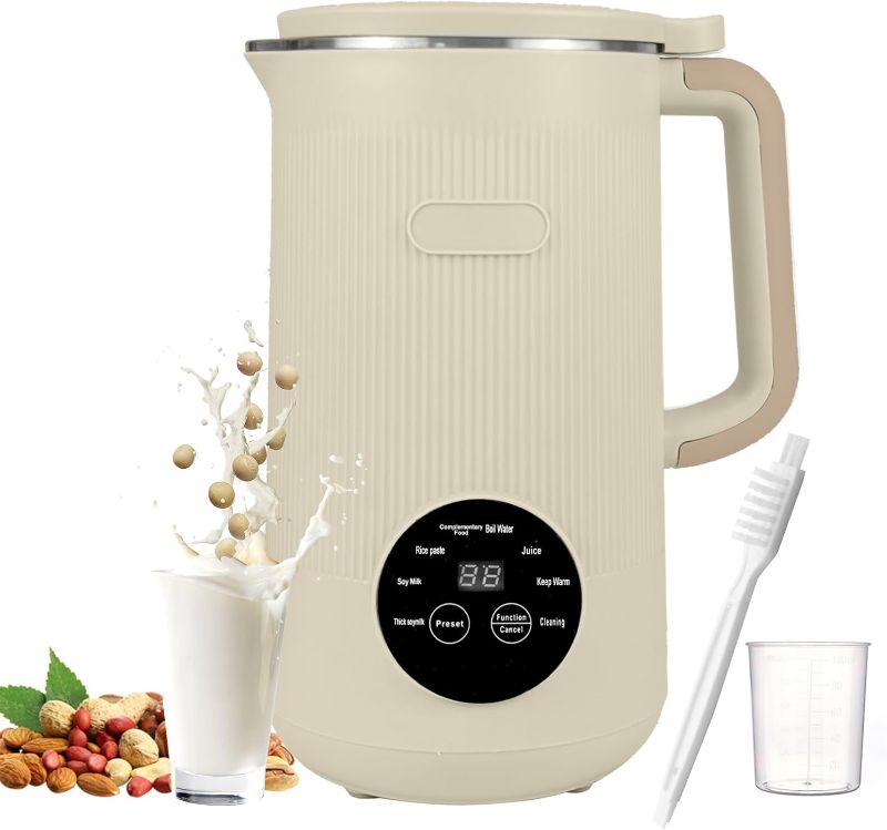Photo 1 of 8-in-1 Automatic Soy Nut Milk Maker,40oz Soy Milk Maker for Homemade Almond,Oat,Soy Milk,Rice Paste,Complementary Food,Juice,Milk Maker Machine with Delay Start/Keep Warm/Self Clean/Boil Water (White)