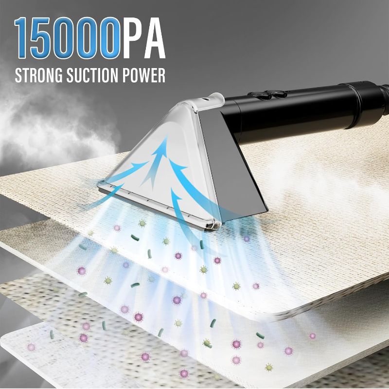 Photo 1 of Portable Carpet&Upholestery Cleaner Machine with Steam and Heating Techology, 15Kpa Powerful Suction with Versatile Tools for Pet, Couch, Car,Self-Cleaning, Spot Cleaner for Stair/Furniture