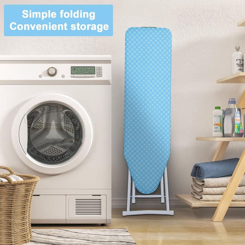 Photo 1 of Ironing Board, Foldable Ironing Board with Iron Rest, Full Size Iron Board, Adjustable Height, 4 Heavy-Duty Sturdy Metal Legs Blue