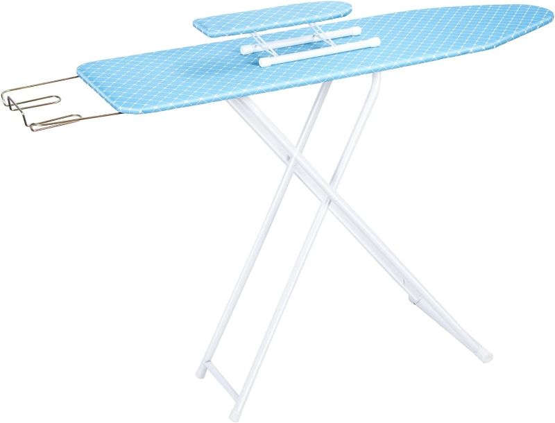 Photo 1 of Ironing Board, Foldable Ironing Board with Iron Rest, Full Size Iron Board, Adjustable Height, 4 Heavy-Duty Sturdy Metal Legs Blue
