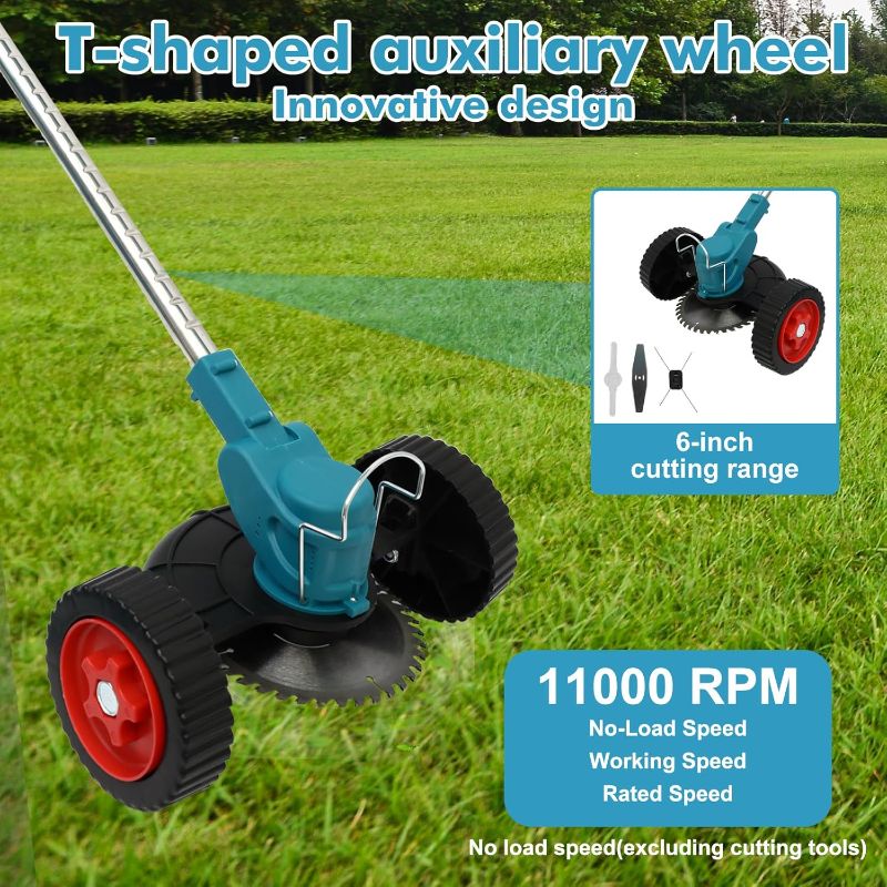 Photo 1 of Trimmer, 6" 3-in-1 Cordless Weed Trimmer, 21V Portable Electric Brush Cutter, with Two 2600mAh Batteries and Charger for Garden and Yard Weed Control