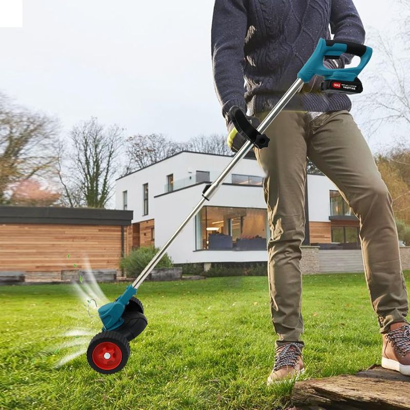 Photo 1 of Trimmer, 6" 3-in-1 Cordless Weed Trimmer, 21V Portable Electric Brush Cutter, with Two 2600mAh Batteries and Charger for Garden and Yard Weed Control