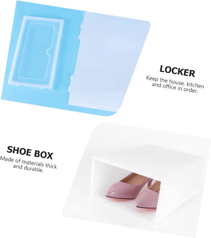 Photo 1 of 12PCS Box containers with lids closet organizer Shoes Storage Bin storage cubes shoe organizer for closet Shoe Container storage bins with lids white clamshell shoe box thicken