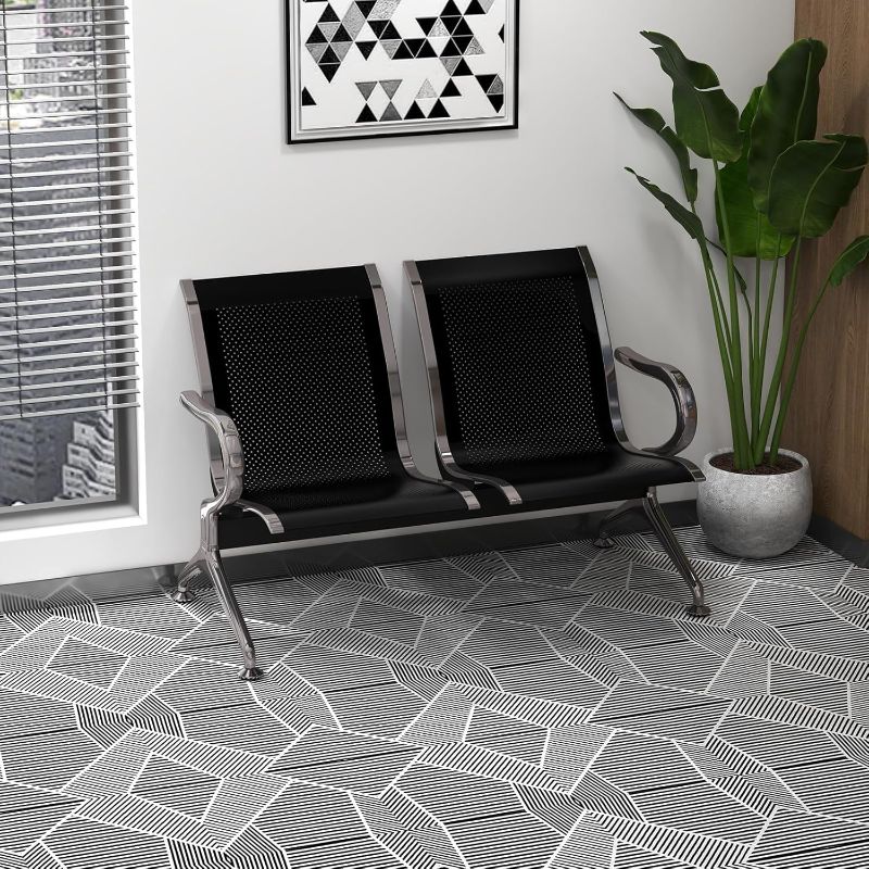 Photo 1 of Kinsuite Reception Room Chair - 2 Seat Guest Chair with Arms, Metal Waiting Room Chairs, Office Guest Chairs & Reception Seat for Office Bank, Hospital, Airport, Black