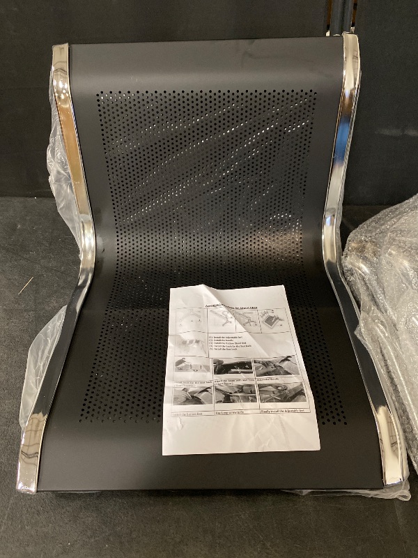 Photo 1 of Kinsuite Reception Room Chair - 2 Seat Guest Chair with Arms, Metal Waiting Room Chairs, Office Guest Chairs & Reception Seat for Office Bank, Hospital, Airport, Black