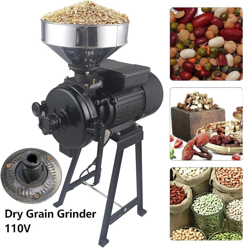 Photo 1 of 3000W Commercial Grain Grinder Mill, Electric Dry Wet Grain Grinder Mill Powder Machine, Corn Grinder Mill, Dry Cereals Rice Wheat Corn Mills 