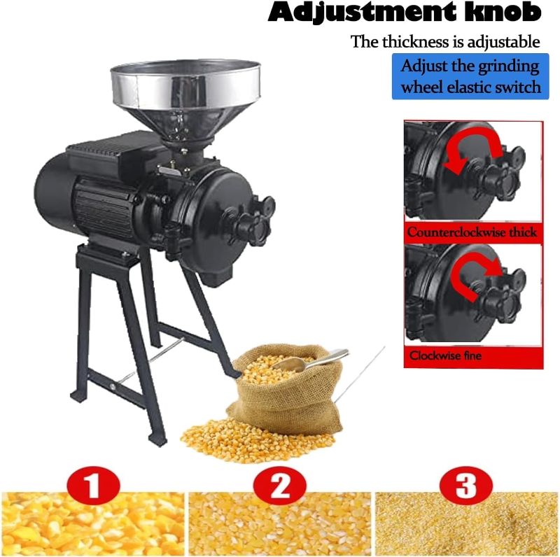 Photo 1 of 3000W Commercial Grain Grinder Mill, Electric Dry Wet Grain Grinder Mill Powder Machine, Corn Grinder Mill, Dry Cereals Rice Wheat Corn Mills 