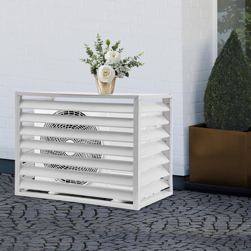 Photo 1 of Air Conditioner Fence for Outside 43.31''x23.62''x31.5'' Aluminium Alloy Privacy Fence Cover, Air Conditioner Cover Fence Screen for Garden Yard (White)