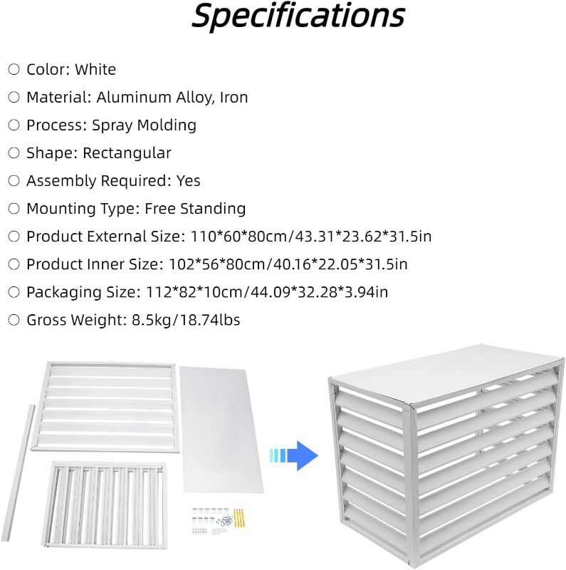 Photo 1 of Air Conditioner Fence for Outside 43.31''x23.62''x31.5'' Aluminium Alloy Privacy Fence Cover, Air Conditioner Cover Fence Screen for Garden Yard (White)