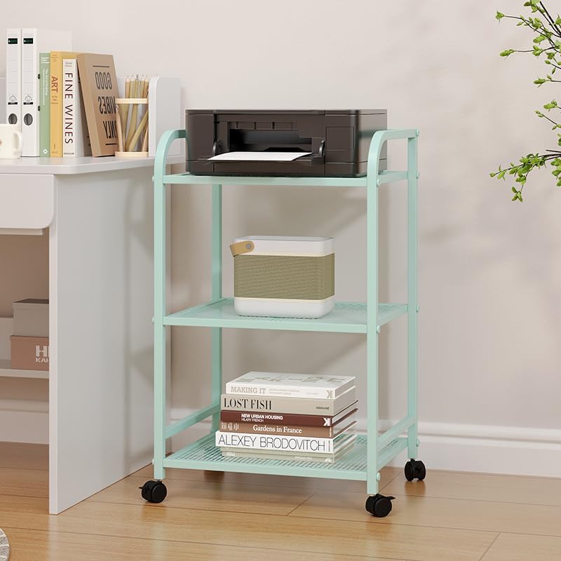 Photo 1 of TBQATNTS Rolling Printer Stand with Lockable Wheels, Metal Under Desk Storage Cart for Home Office – Fits PC Tower, Printer, Scanner, Fax, Shredder,Green,19.6x15.7x32.6in