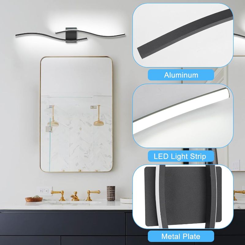 Photo 1 of Long Wall Sconce Black Wall Light Set of 2, Plug in 14W LED Wall Light Fixtures, Indoor Wall Lighting Fixture with Cord for Bedroom Living Room Porch(Black,2pcs)