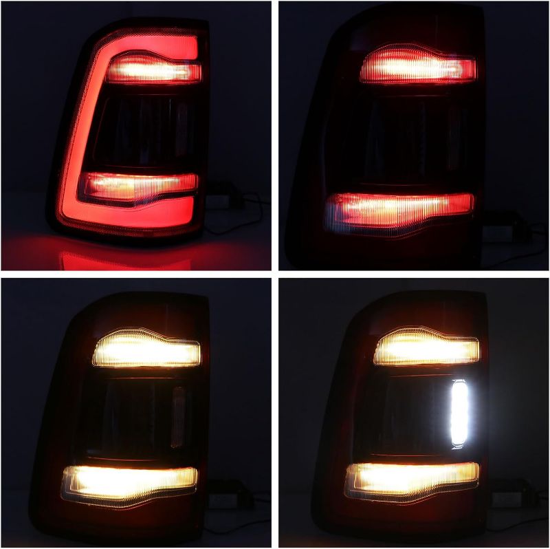 Photo 1 of LED Tail Lights Assembly Without Blind Spot Compatible with Ram 1500 2019 2020 2021 2022 Left Driver Side Taillights Rear Brake Light Tail Lamps Replace 55112993AB Black Smoke