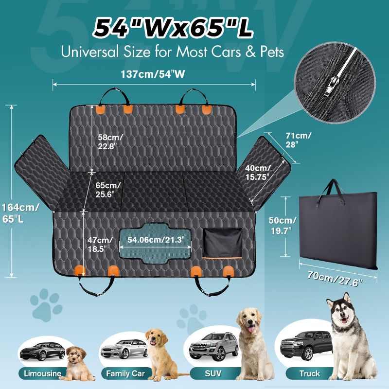Photo 1 of Back Seat Extender for Dogs-Supports 400lb,Waterproof Dog Car Seat Cover Hard Bottom-Detachable,600D Heavy Duty Scratch Proof Nonslip Soft,Dog Hammock for Car,SUVs