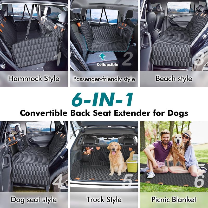 Photo 1 of Back Seat Extender for Dogs-Supports 400lb,Waterproof Dog Car Seat Cover Hard Bottom-Detachable,600D Heavy Duty Scratch Proof Nonslip Soft,Dog Hammock for Car,SUVs