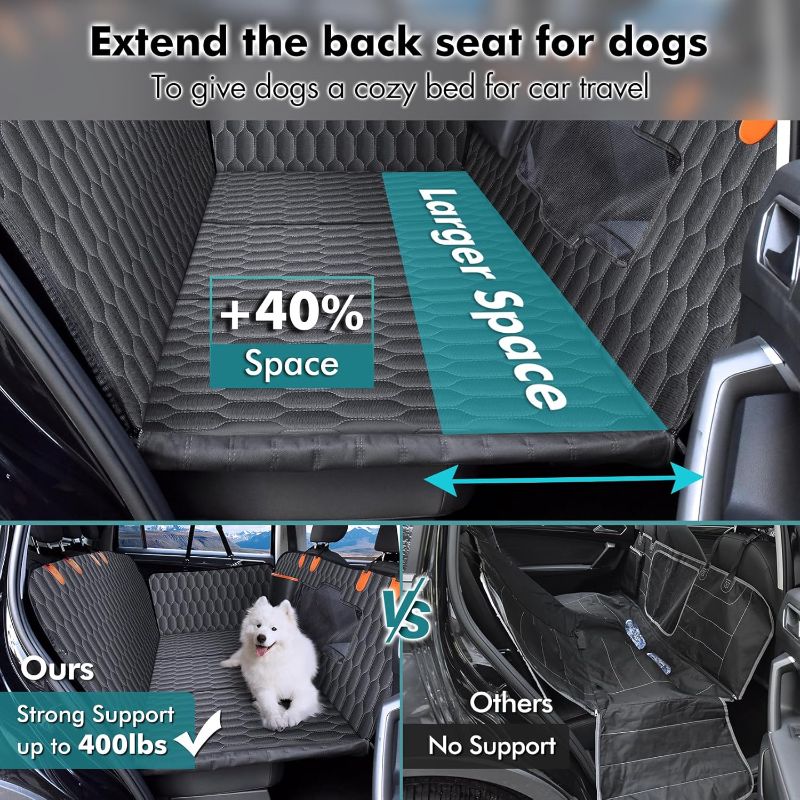 Photo 1 of Back Seat Extender for Dogs-Supports 400lb,Waterproof Dog Car Seat Cover Hard Bottom-Detachable,600D Heavy Duty Scratch Proof Nonslip Soft,Dog Hammock for Car,SUVs
