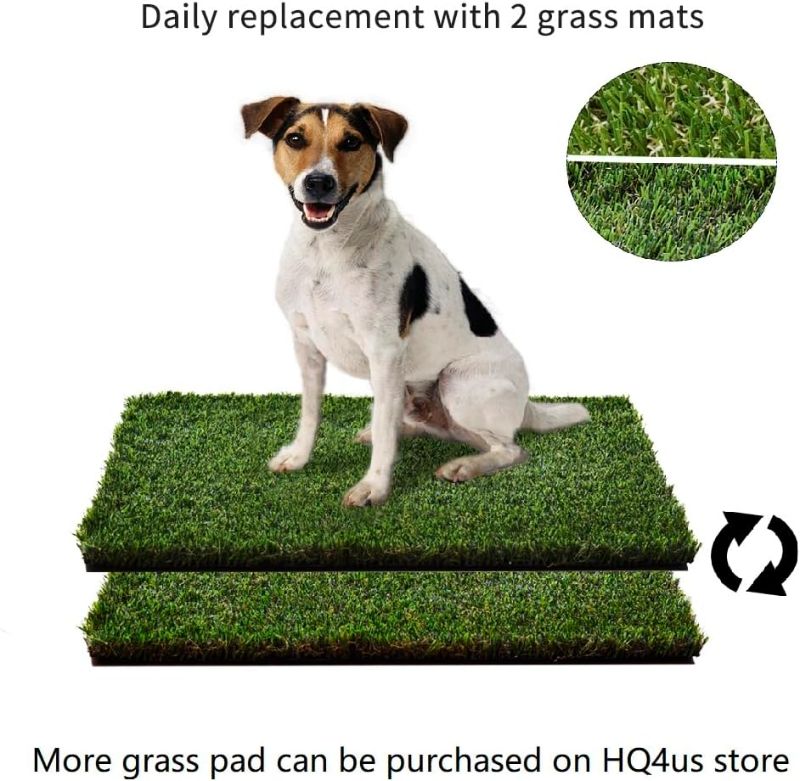 Photo 1 of Hq4us Dog  Pad with Tray Large 34”×23” Dog Litter Box Toilet with 2×Artificial Grass for Dogs with Hemmed Edge, Pee Pads for Dogs, Realistic, Less Stink, Potty for Balcony