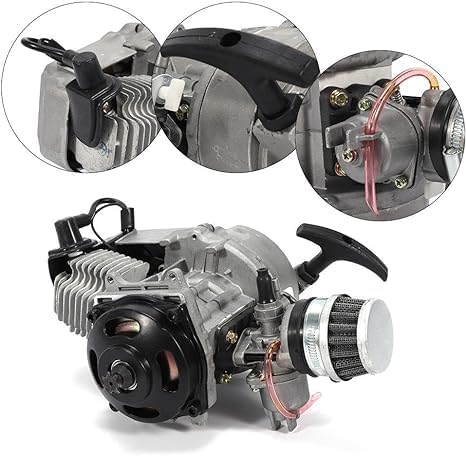 Photo 1 of 2 Stroke Engine Motor 49CC Pull Start Mini Moto Engine Motor Kit for Pocket Bike Mini Dirt Bike ATV Scooter (47/49 CC 2-Stroke Engine)