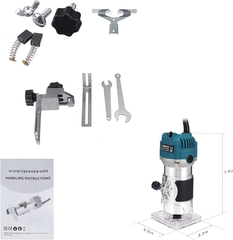 Photo 1 of Wood Router,Router Tool Wood Trimmer Router Electric Hand Trimmer Laminate Milling Engraving Hand Machine Joiner Tool Electric for Slotting Trimming Carving 110V 800W 30000R/MIN