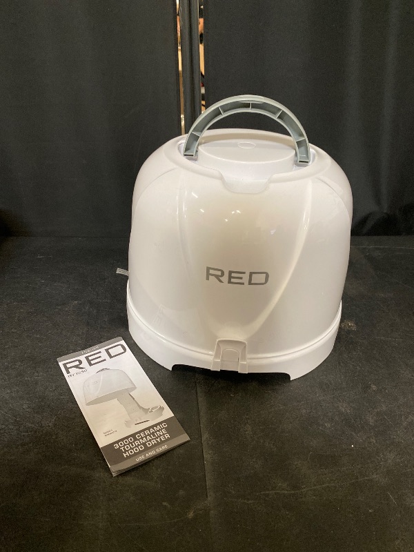 Photo 1 of Red by Kiss 3000 Ceramic Tourmaline Professional Hood Dryer, 4 Heat Settings Blow Dryer for Home & Salon, Height Adjustable Convenient Big Hood Size Extra Coverage (1875 Wattage)