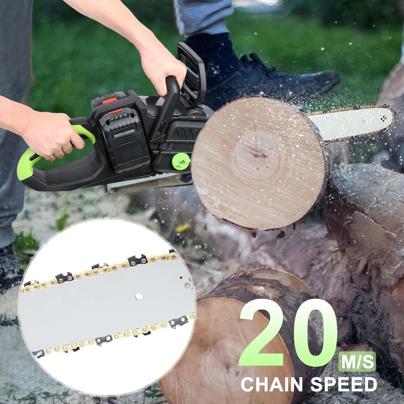 Photo 1 of 16 Inch Electric Chainsaw, 1800W High Power Battery Chain Saw with 2 x 4Ah Batteries, Handheld Cordless Chainsaw for Tree Cutting Garden Pruning Logging, Auto-Lubrication