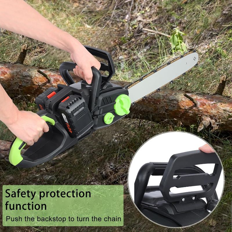 Photo 1 of 16 Inch Electric Chainsaw, 1800W High Power Battery Chain Saw with 2 x 4Ah Batteries, Handheld Cordless Chainsaw for Tree Cutting Garden Pruning Logging, Auto-Lubrication