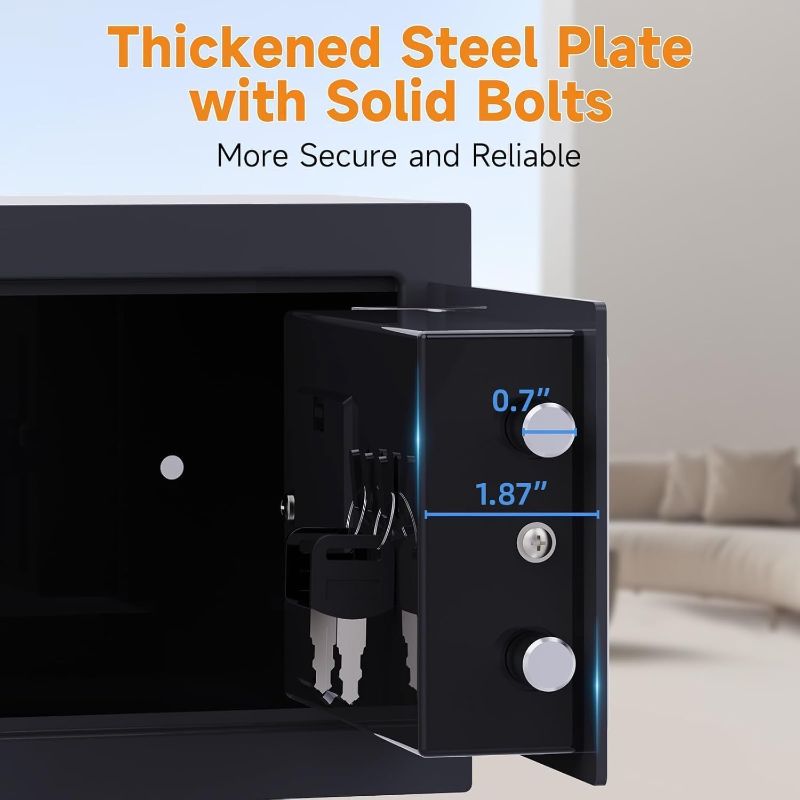 Photo 1 of PATRON Small Safe Box for Money with Code and Keys?Solid Mini Safe for Kids with Digital Electronic Security Keypad for Home Office Hotel,Personal Money Safes for Cash,0.236 Cuft (Black)
